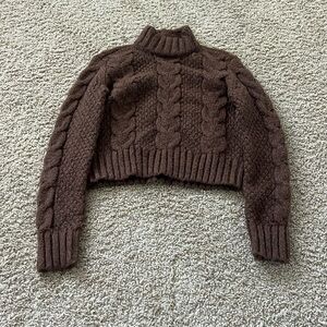 brown turtle neck sweater